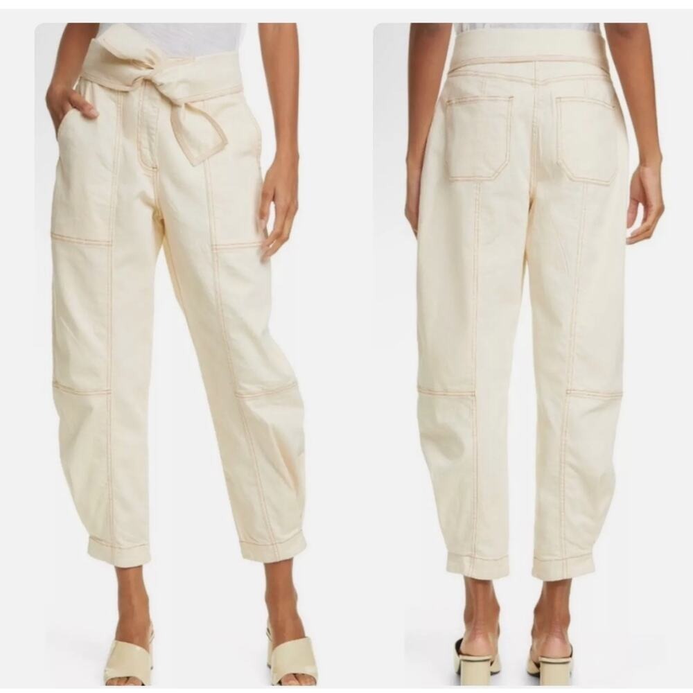 Ulla Johnson Storm Barrel Jeans Sz 6 Tie‎ Waist Baggy Tapered High Rise Peg Cuff